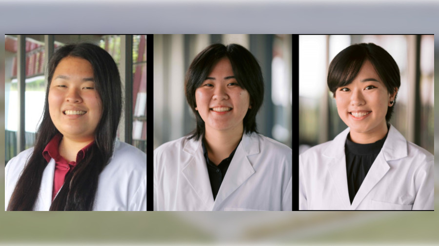 Student pharmacists Raelynn Kiyuna, Kayla Imamura and Krystle Imamura recently competed in the first national Veterinary Pharmacy Competition.